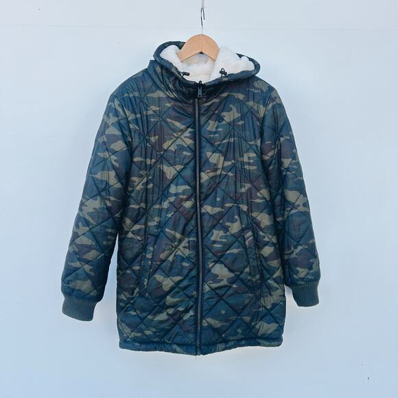 Sanctuary Women’s Reversible Midweight Camo Sherpa Jacket Full Zip XS Small - Picture 1 of 12